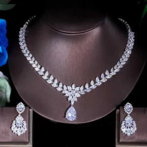 طقم مجوهرات زفاف فاخر من الزركونياLuxury Zirconia Wedding Jewelry Set