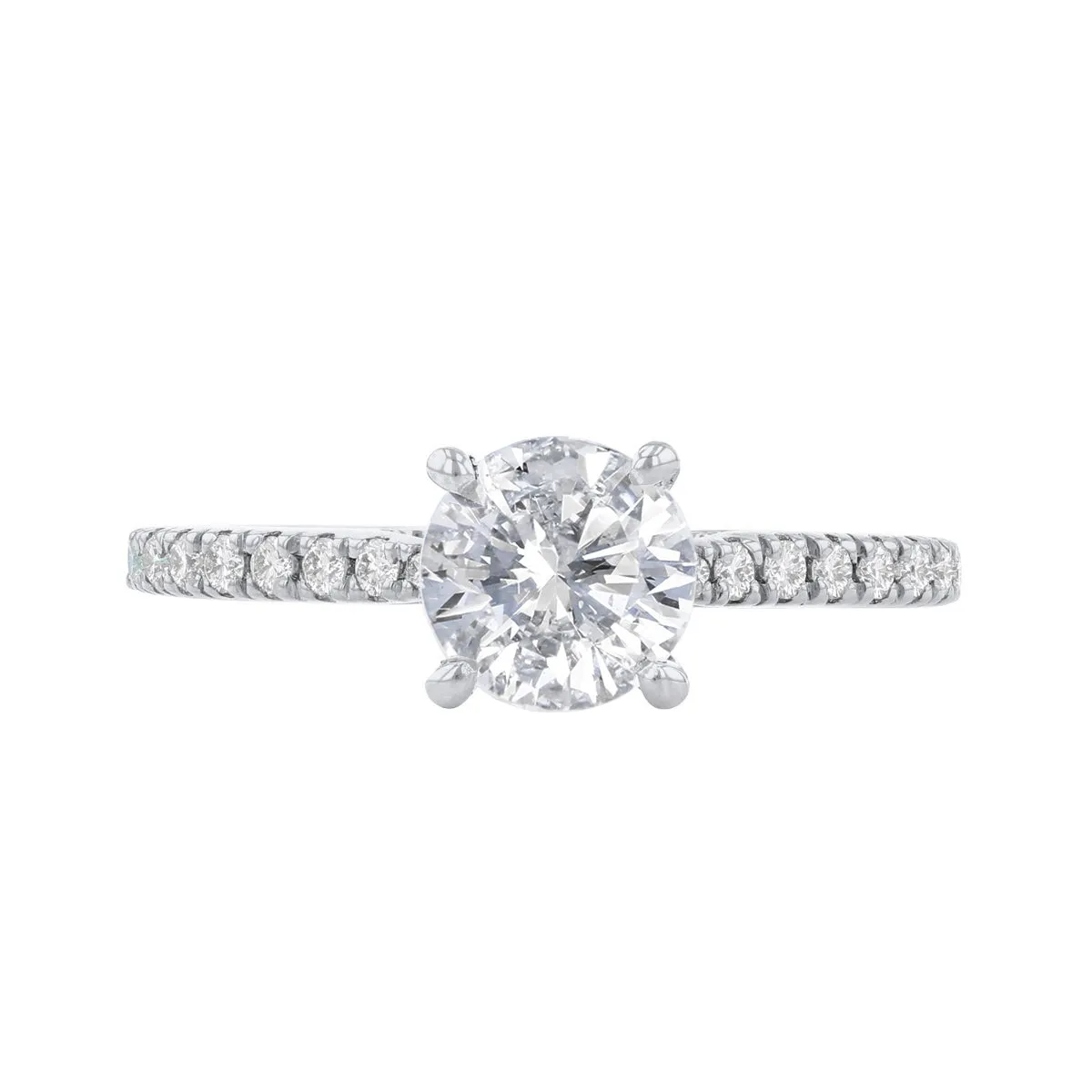 0-35ct Poppy Shoulder Set Round Brilliant Cut Diamond Solitaire Engagement Ring | 18ct-White-Gold