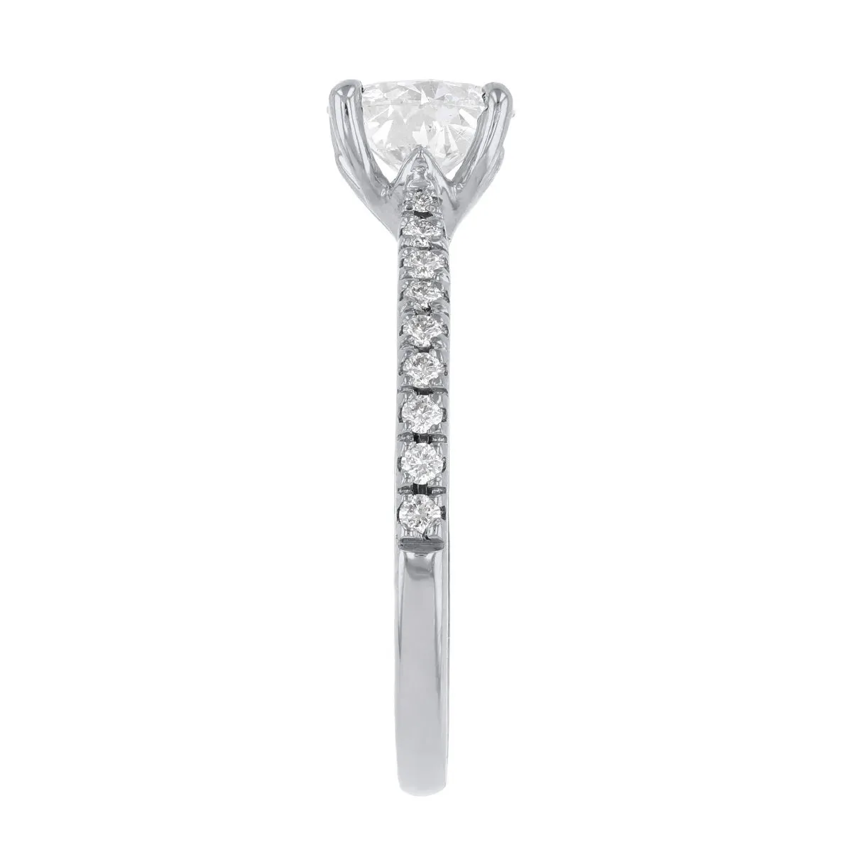 0-35ct Poppy Shoulder Set Round Brilliant Cut Diamond Solitaire Engagement Ring | 18ct-White-Gold