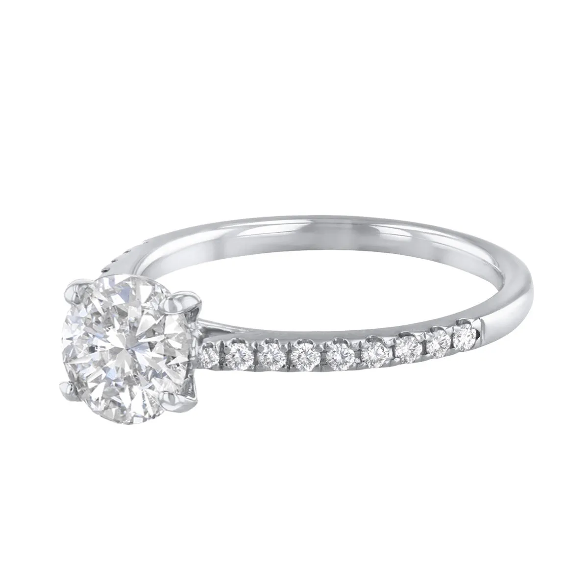 0-35ct Poppy Shoulder Set Round Brilliant Cut Diamond Solitaire Engagement Ring | 18ct-White-Gold