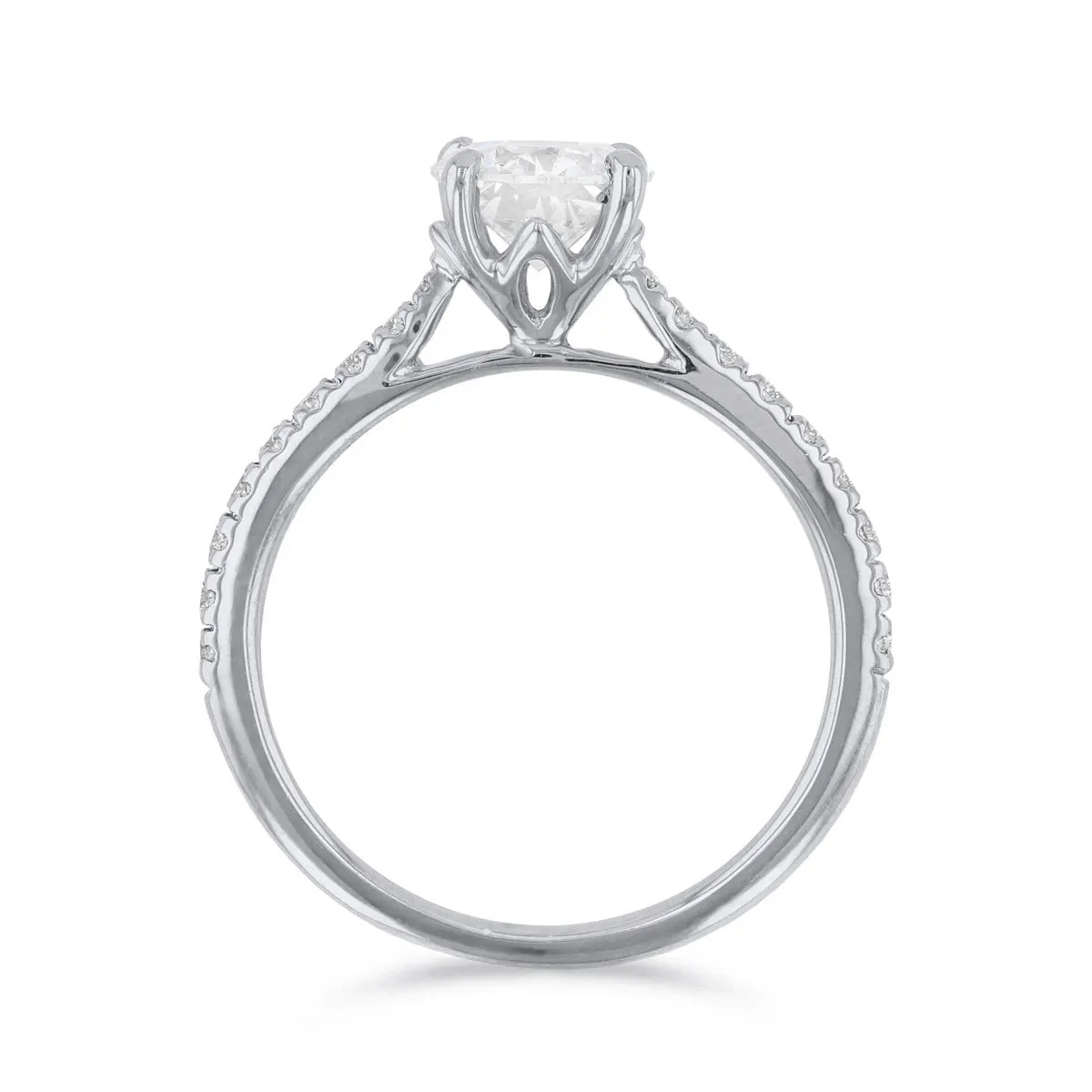 0-35ct Poppy Shoulder Set Round Brilliant Cut Diamond Solitaire Engagement Ring | 18ct-White-Gold