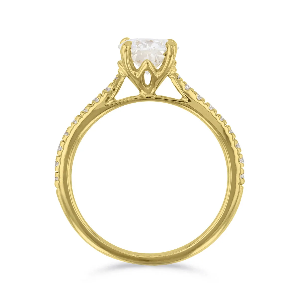 0-50ct Poppy Shoulder Set Round Brilliant Cut Diamond Solitaire Engagement Ring | 18ct-Yellow-Gold