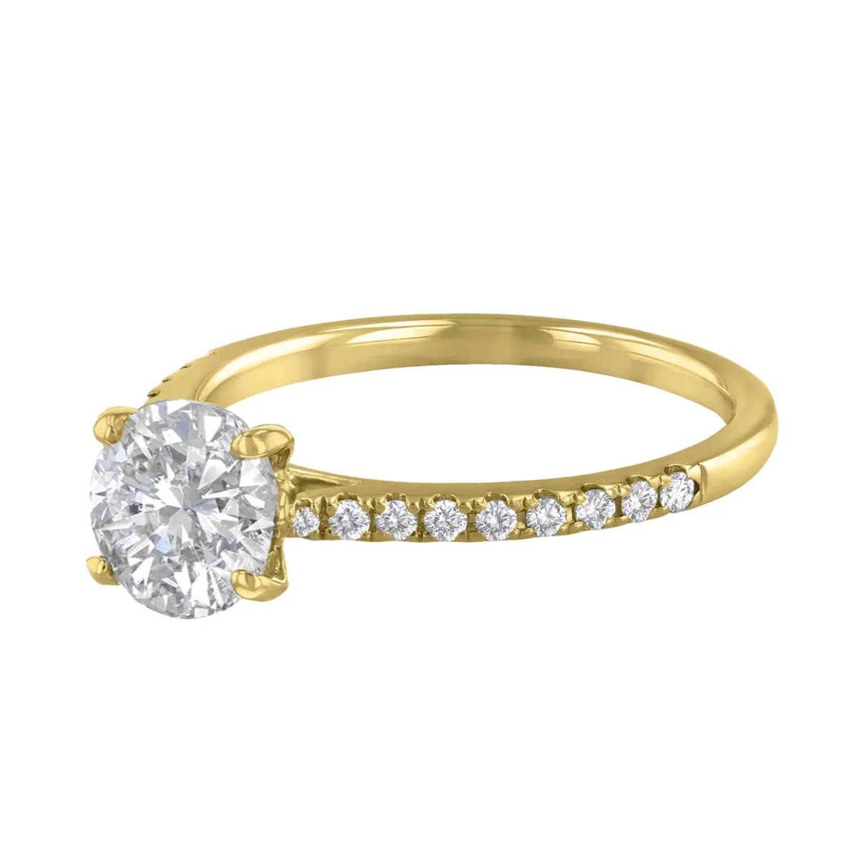 0-50ct Poppy Shoulder Set Round Brilliant Cut Diamond Solitaire Engagement Ring | 18ct-Yellow-Gold