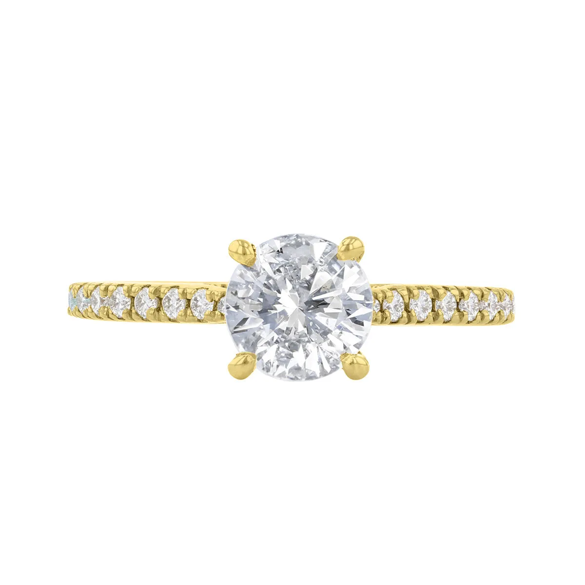 0-50ct Poppy Shoulder Set Round Brilliant Cut Diamond Solitaire Engagement Ring | 18ct-Yellow-Gold
