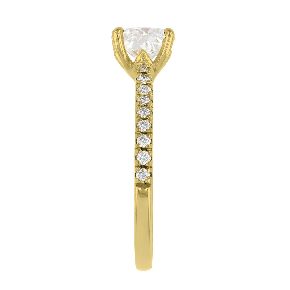 0-50ct Poppy Shoulder Set Round Brilliant Cut Diamond Solitaire Engagement Ring | 18ct-Yellow-Gold