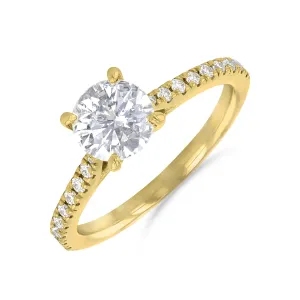 0-50ct Poppy Shoulder Set Round Brilliant Cut Diamond Solitaire Engagement Ring | 18ct-Yellow-Gold