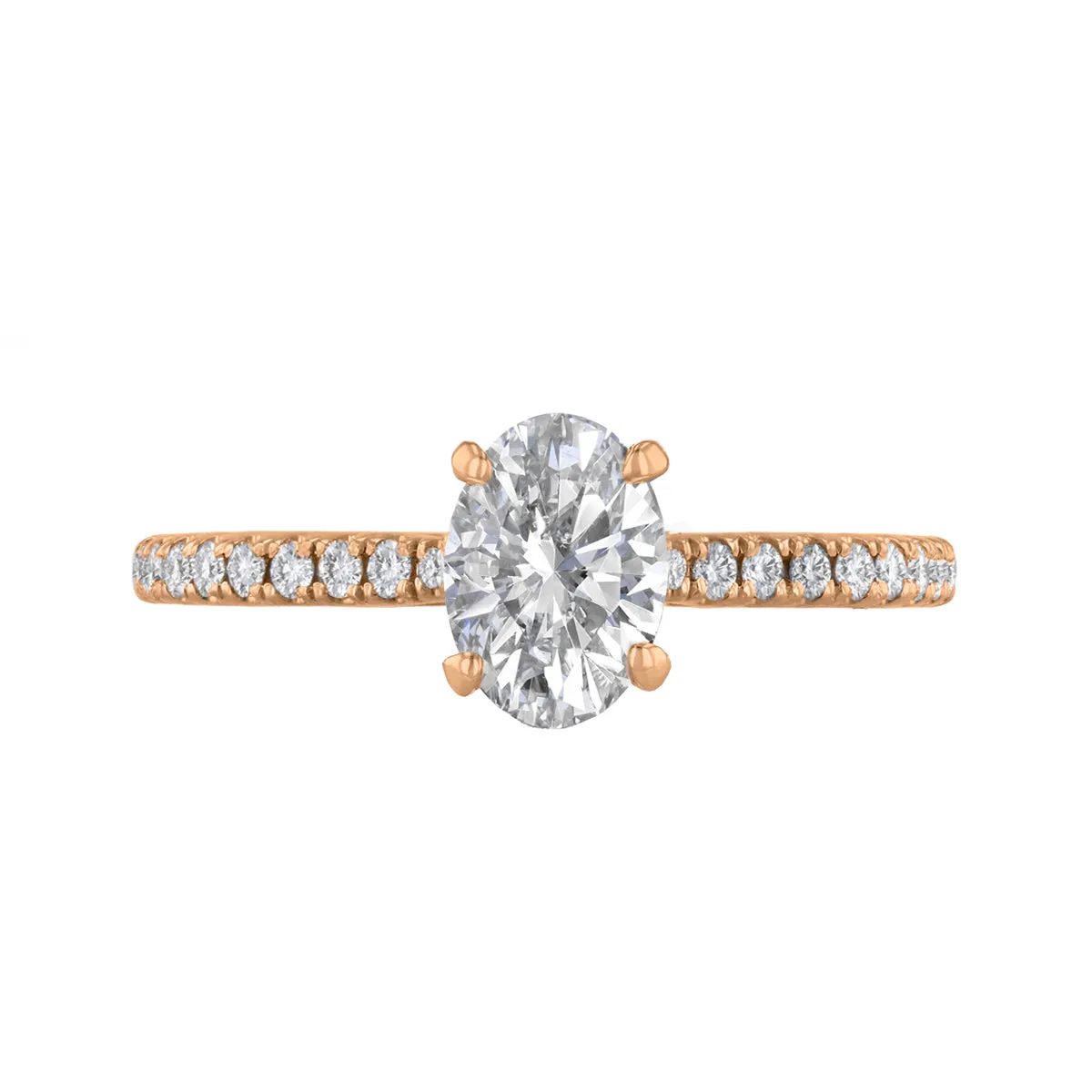 0.35ct Poppy Shoulder Set Oval Cut Diamond Solitaire Engagement Ring | 18ct Rose Gold