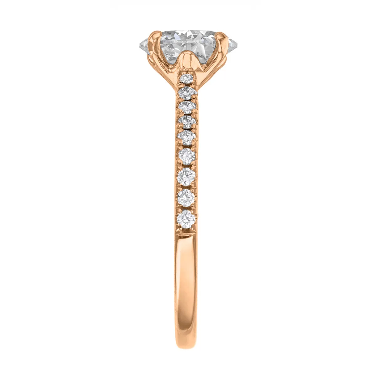 0.35ct Poppy Shoulder Set Oval Cut Diamond Solitaire Engagement Ring | 18ct Rose Gold