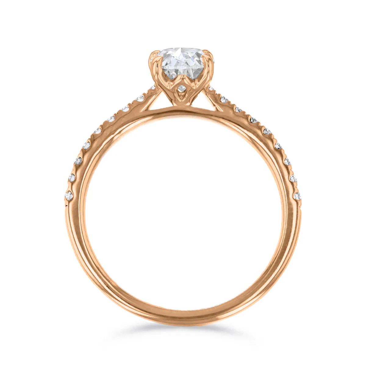 0.35ct Poppy Shoulder Set Oval Cut Diamond Solitaire Engagement Ring | 18ct Rose Gold