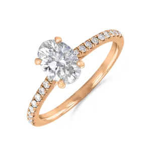 0.35ct Poppy Shoulder Set Oval Cut Diamond Solitaire Engagement Ring | 18ct Rose Gold