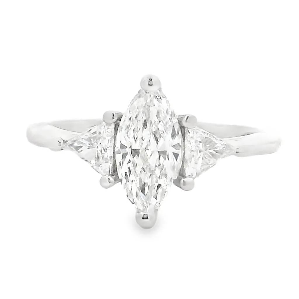 1 Carat Marquise Diamond Engagement Ring | 14K White Gold | Trinity
