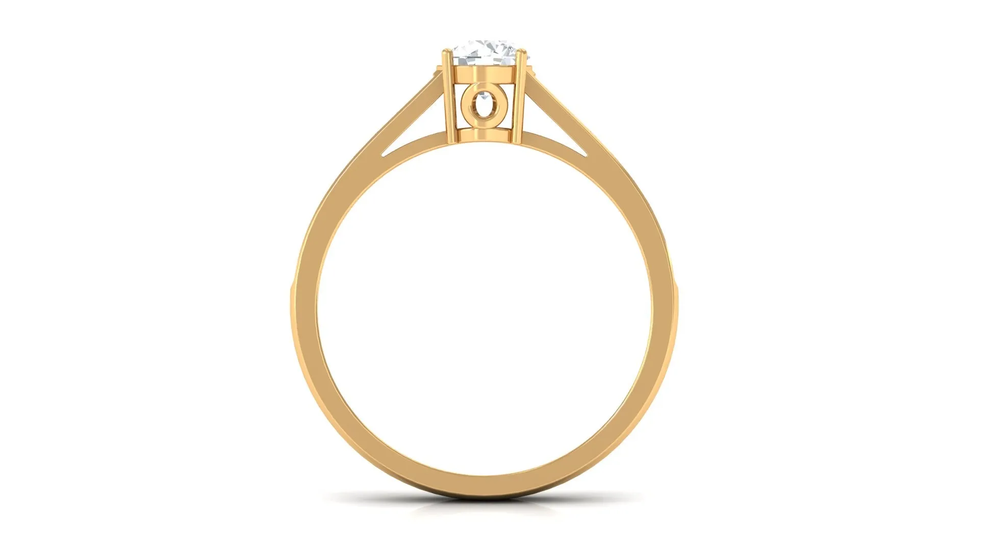 1 CT Prong Set Round Zircon Engagement Ring with Side Stones
