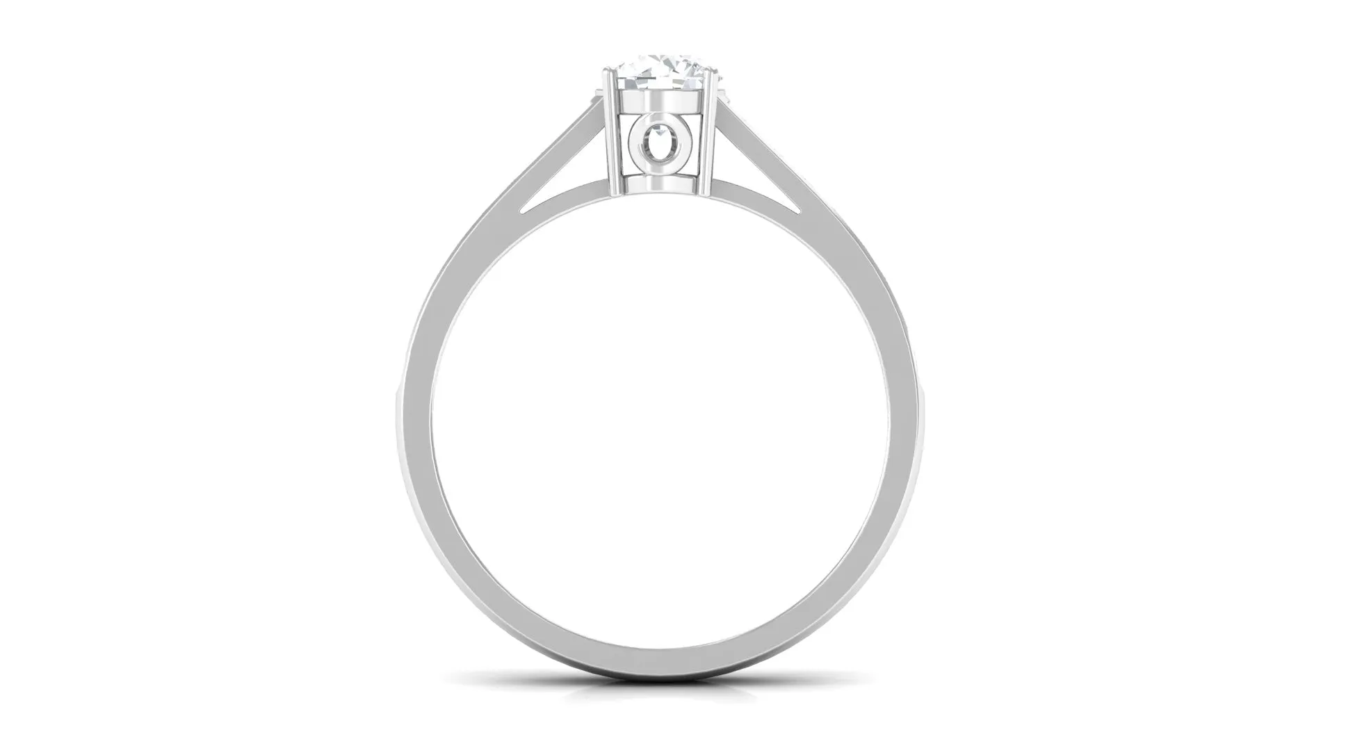 1 CT Prong Set Round Zircon Engagement Ring with Side Stones
