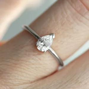 100% Natural Pear Cut Diamond Engagement Ring in Platinum by VicStoneNYC Fine Jewelry