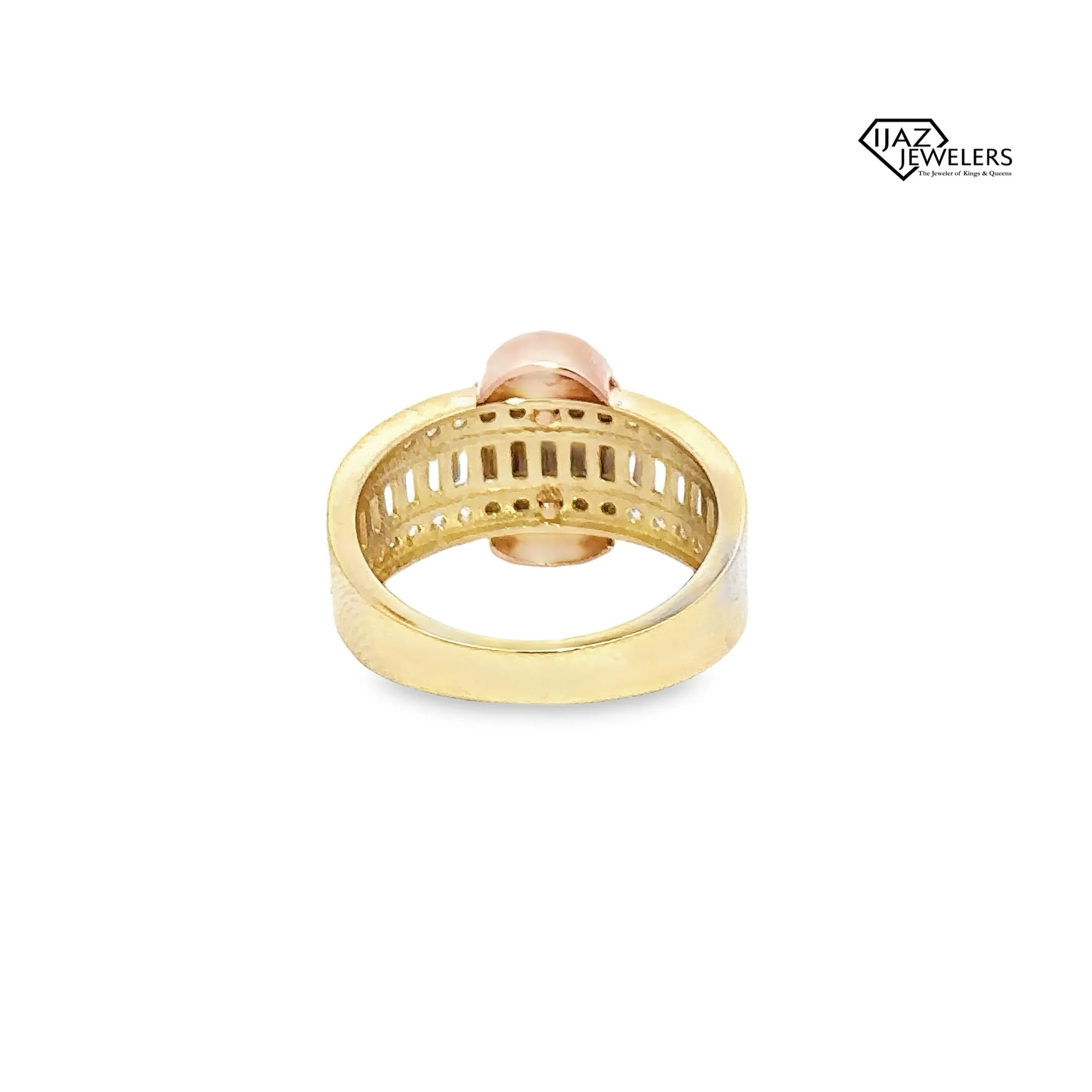 10K Gold Three Tone CZ Virgin Mary Ring