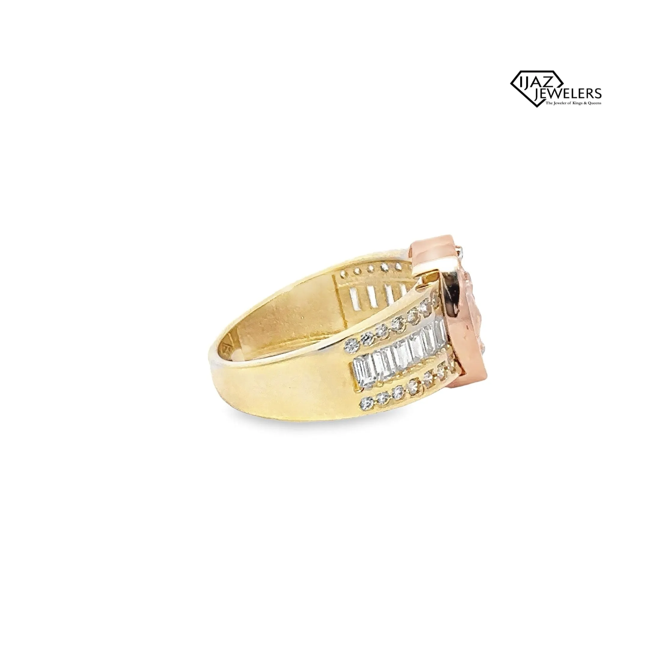 10K Gold Three Tone CZ Virgin Mary Ring
