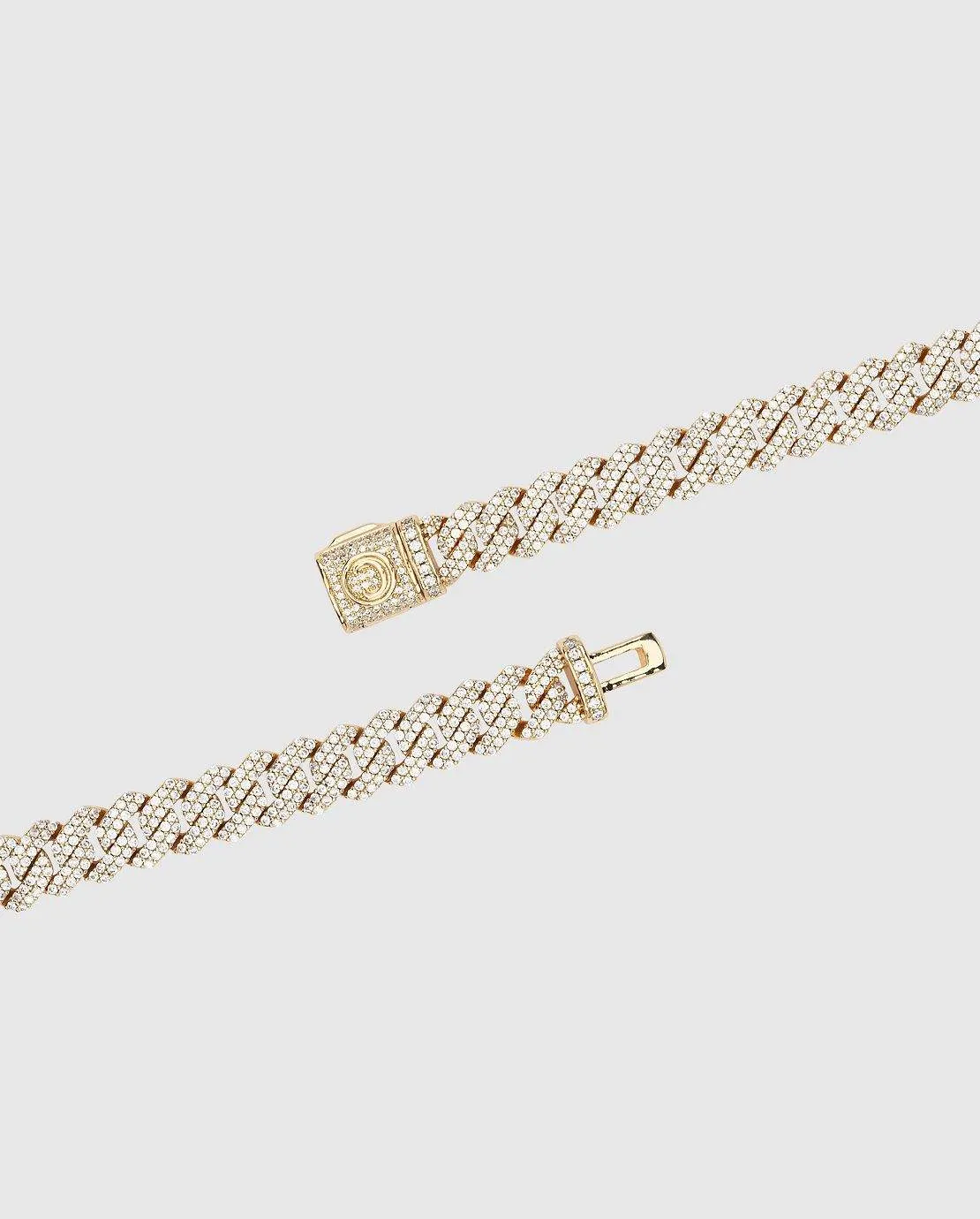 10mm Iced Prong Link Bracelet - Gold