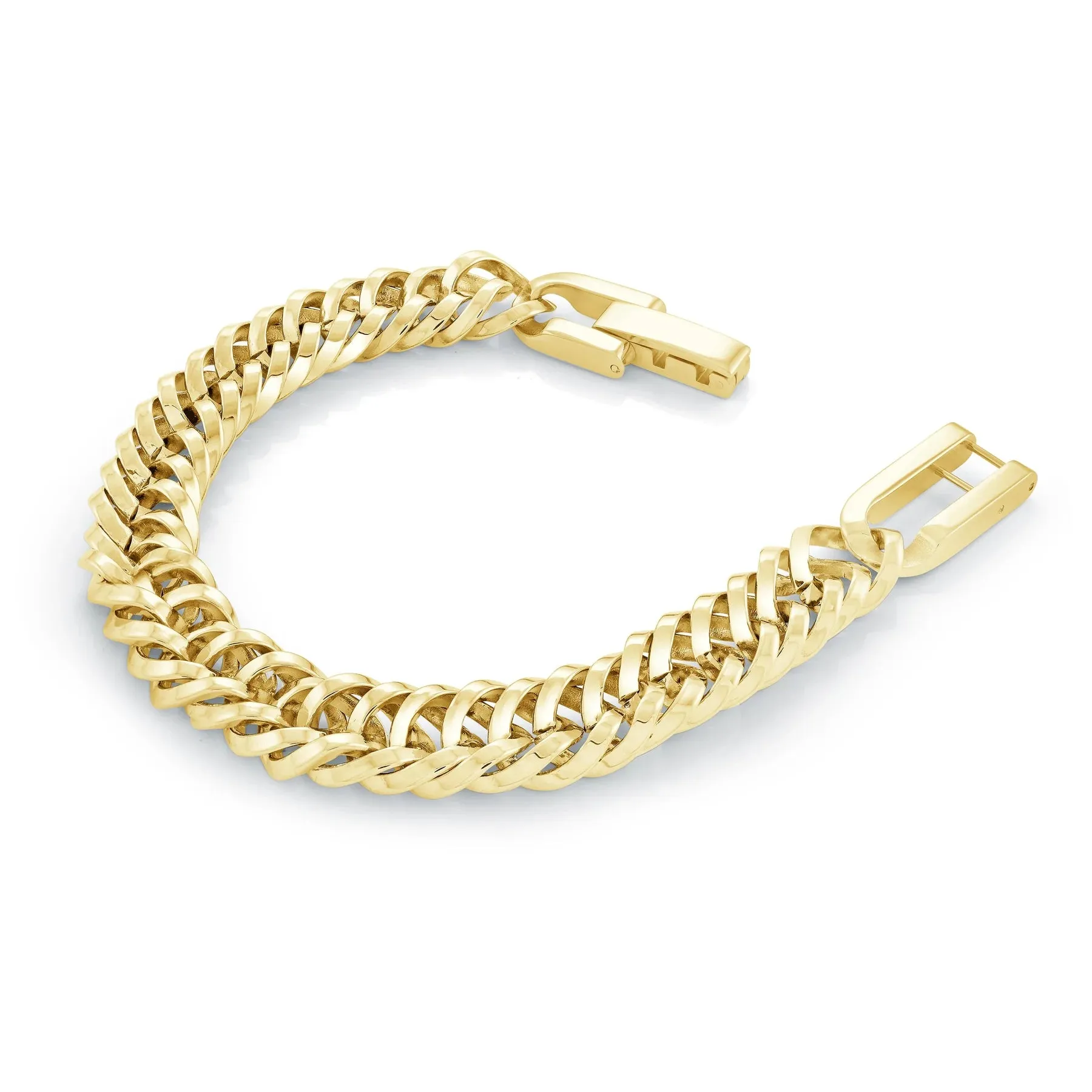 11.5mm Gold-IP Double Curb Bracelet | Italgem Steel