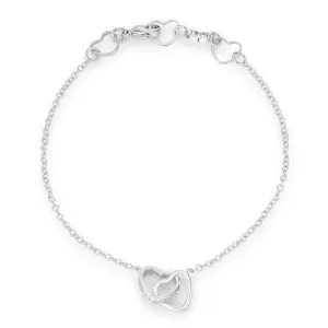 .12 Ct Rhodium Interlocked Hearts Bracelet with CZ Accents