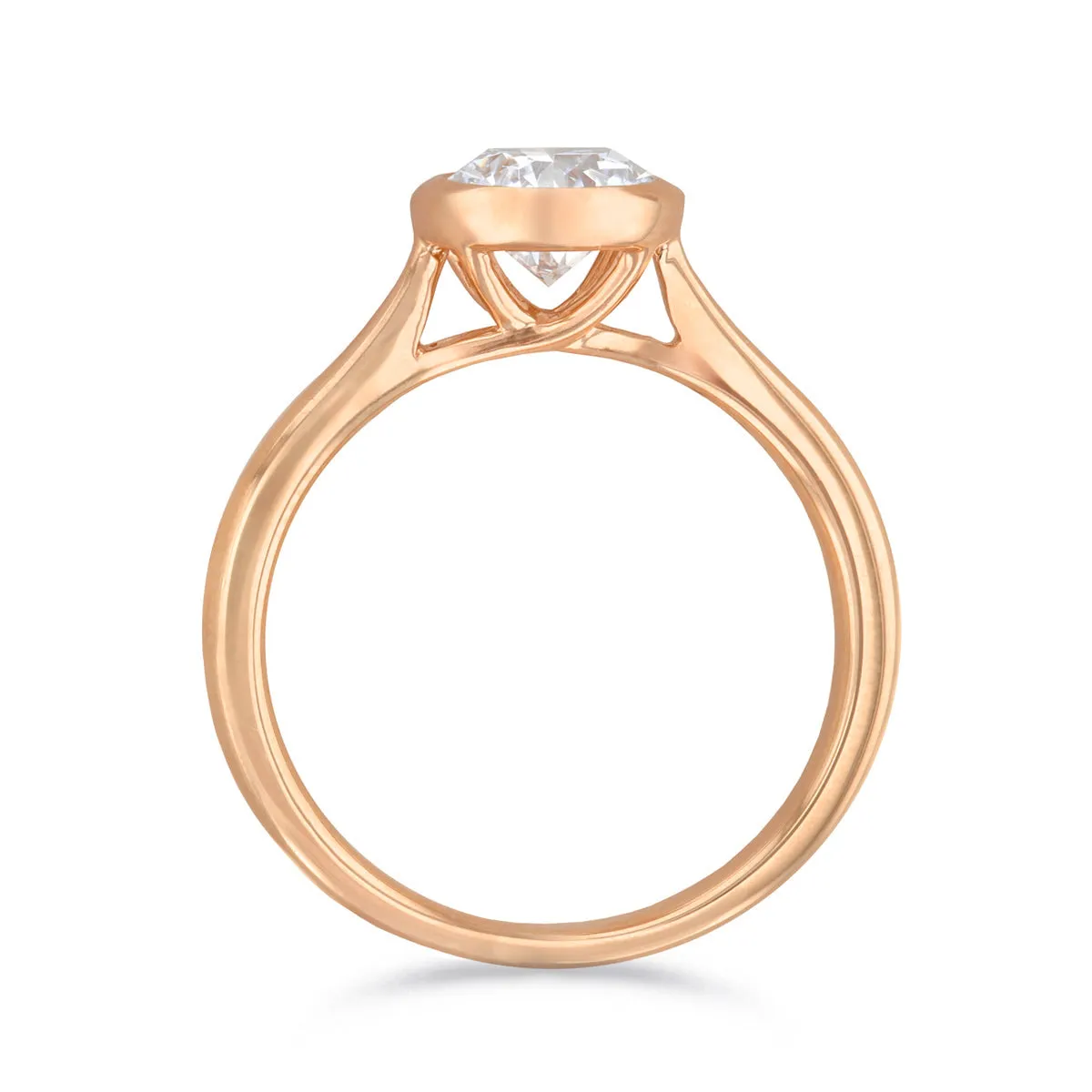 1.20ct Cleo Bezel Set Round Brilliant Cut Diamond Solitaire Engagement Ring | 18ct Rose Gold