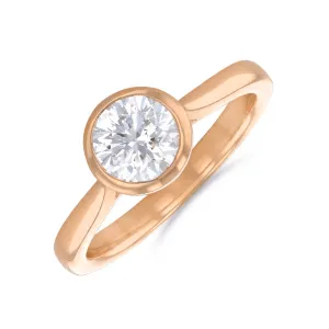1.20ct Cleo Bezel Set Round Brilliant Cut Diamond Solitaire Engagement Ring | 18ct Rose Gold