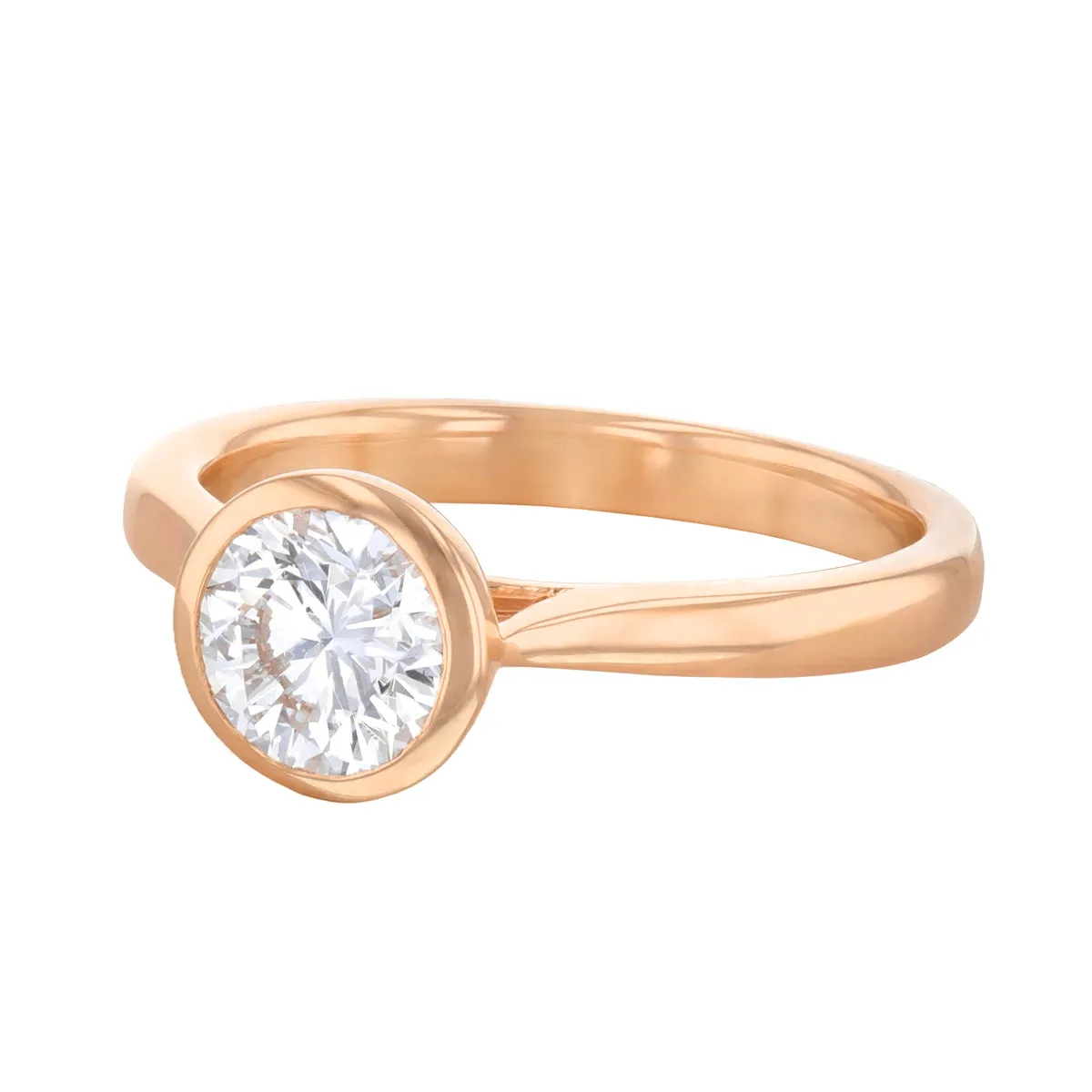 1.20ct Cleo Bezel Set Round Brilliant Cut Diamond Solitaire Engagement Ring | 18ct Rose Gold