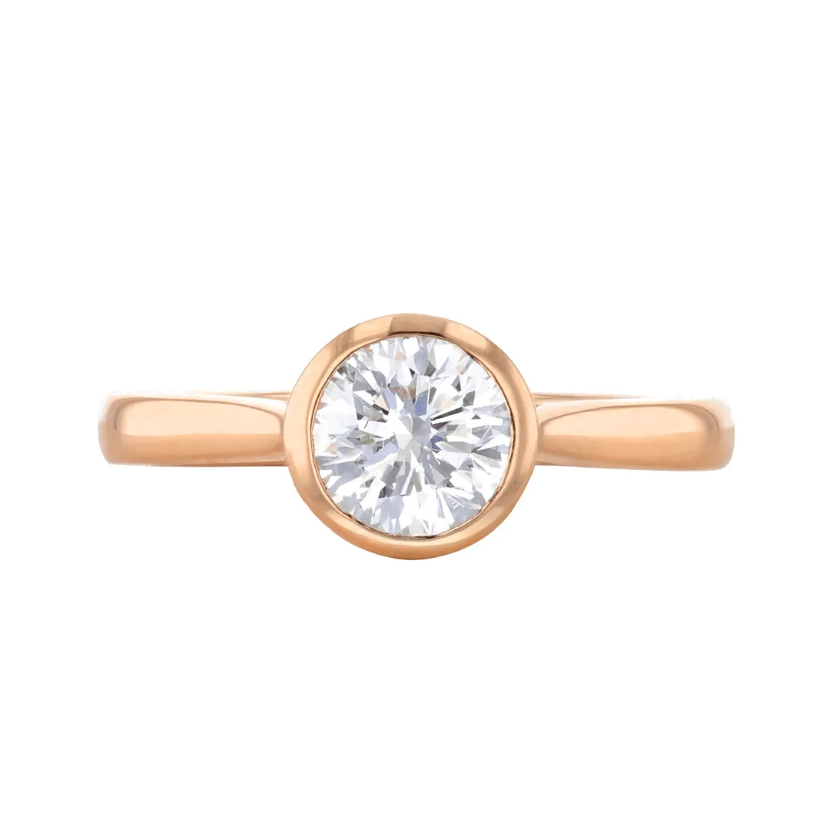 1.20ct Cleo Bezel Set Round Brilliant Cut Diamond Solitaire Engagement Ring | 18ct Rose Gold