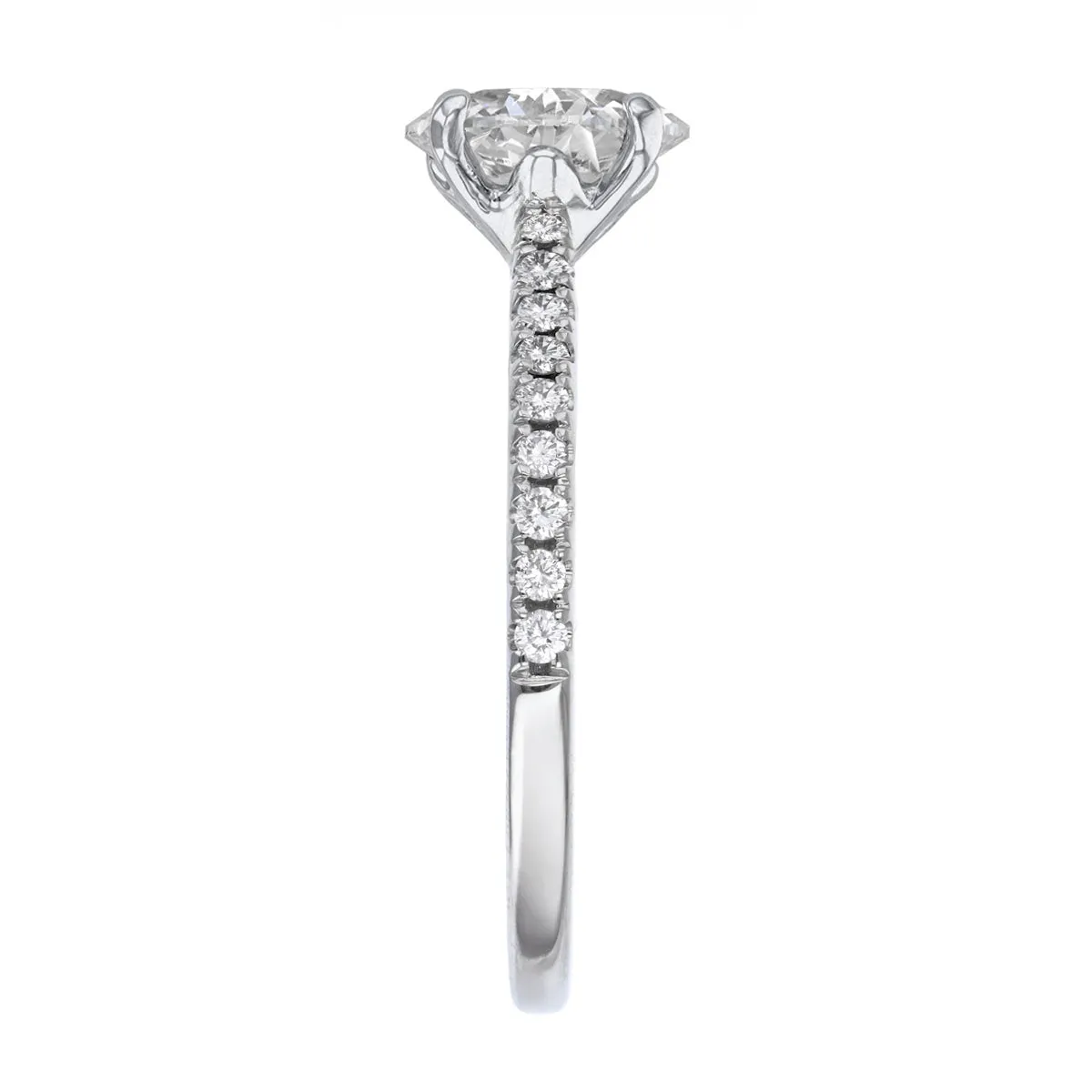 1.20ct Poppy Shoulder Set Oval Cut Diamond Solitaire Engagement Ring | 18ct White Gold