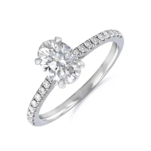 1.20ct Poppy Shoulder Set Oval Cut Diamond Solitaire Engagement Ring | 18ct White Gold
