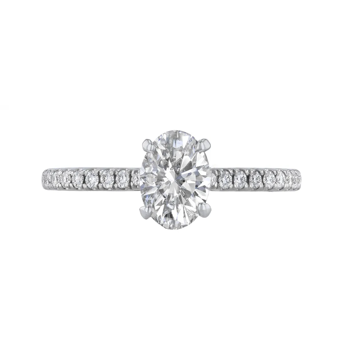 1.20ct Poppy Shoulder Set Oval Cut Diamond Solitaire Engagement Ring | 18ct White Gold