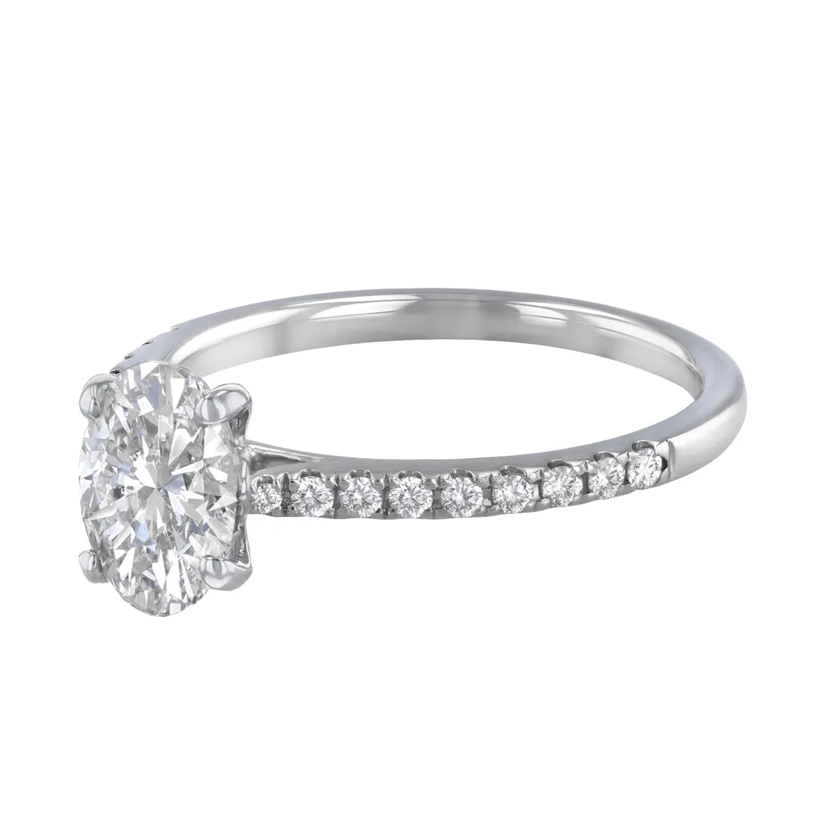 1.20ct Poppy Shoulder Set Oval Cut Diamond Solitaire Engagement Ring | 18ct White Gold