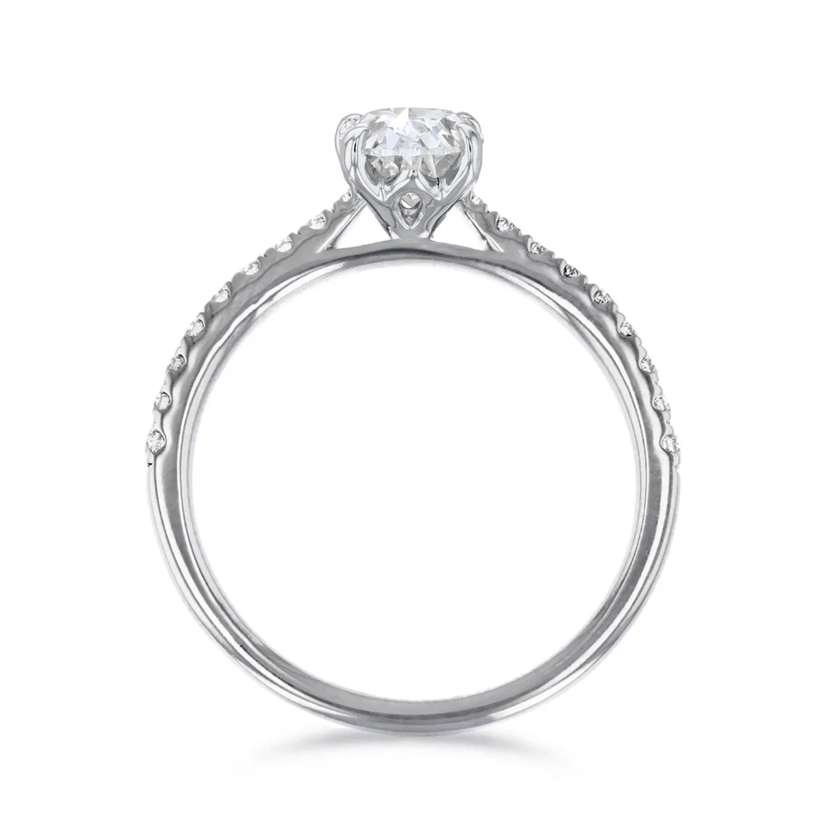 1.20ct Poppy Shoulder Set Oval Cut Diamond Solitaire Engagement Ring | 18ct White Gold