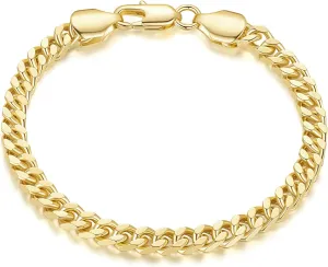 14K Gold Bracelets for Women Men Bracelet Dense Cuban Link Gold Chain Dainty Gold Bracelets Gifts for Women 6.5/7/7.5/8/9 in