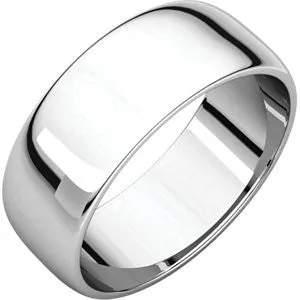 14K White 7mm Half Round Light Band
