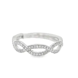 14K White Gold 0.25ct Diamond Twisted Women's Wedding Band