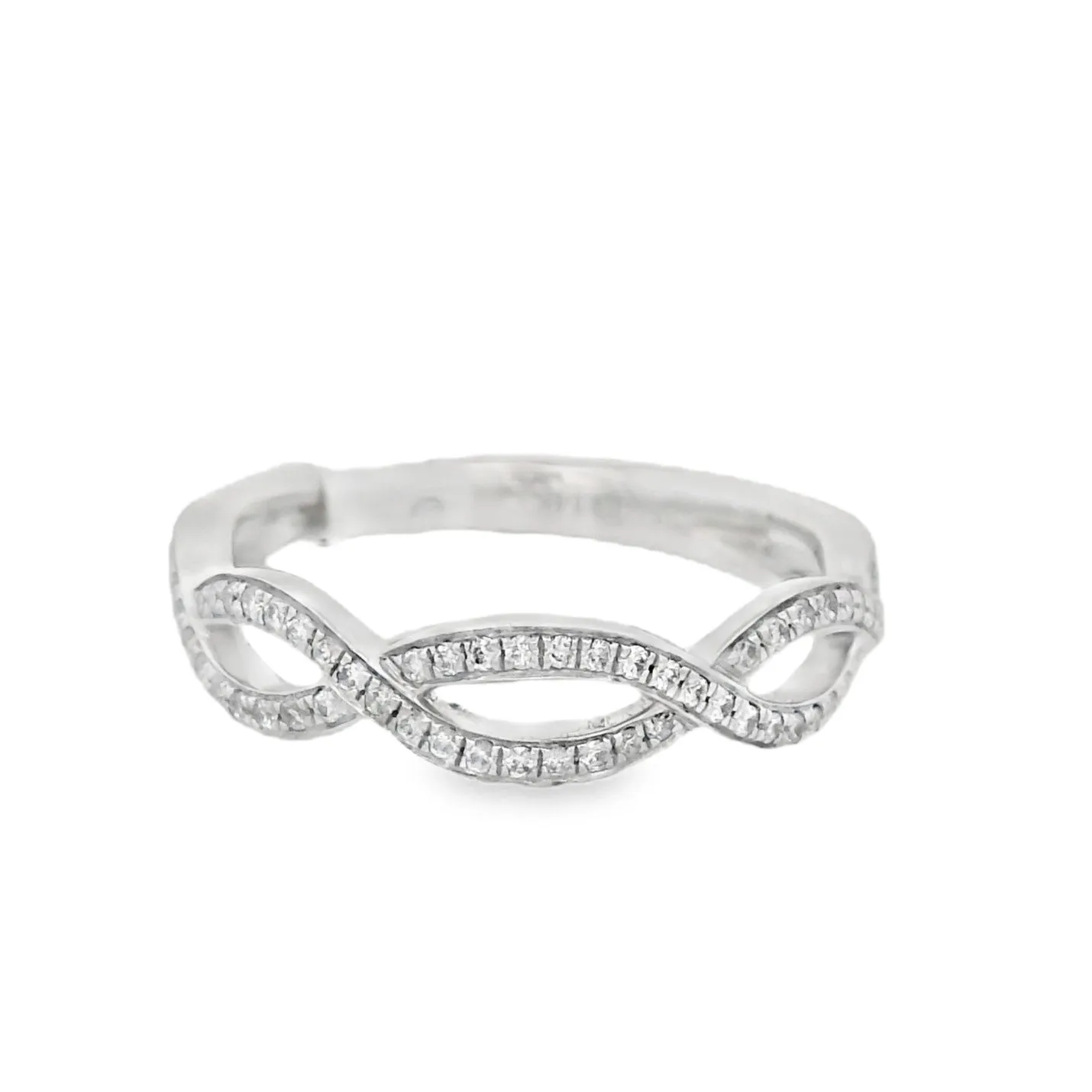 14K White Gold 0.25ct Diamond Twisted Women's Wedding Band