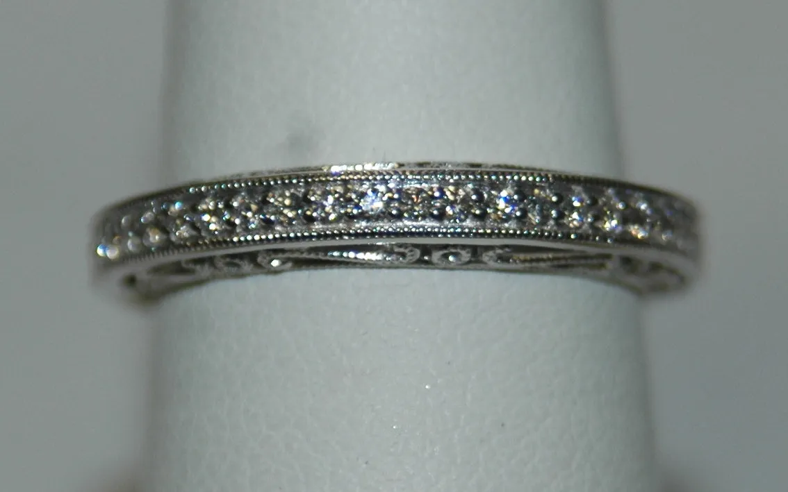 14K White Gold 0.32ct Diamond Vintage Women's Wedding Band