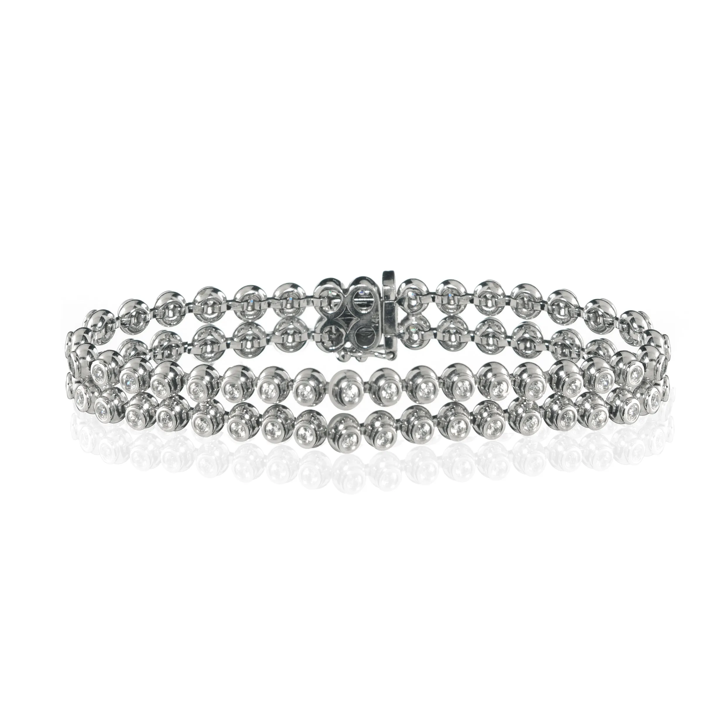 14K White Gold Double Row Bracelet