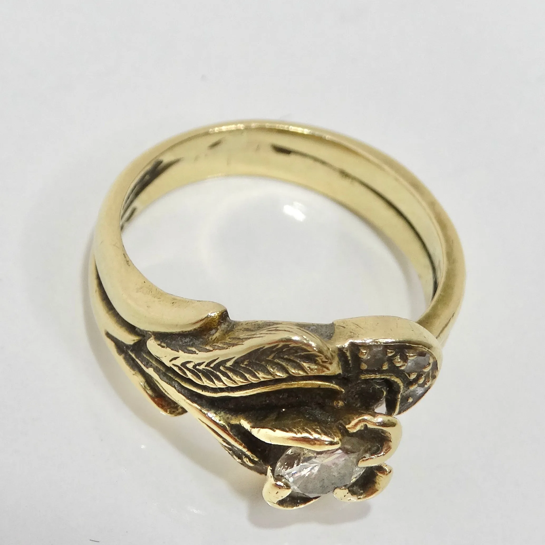 14K Yellow Gold 1960s Diamond Flower Ring