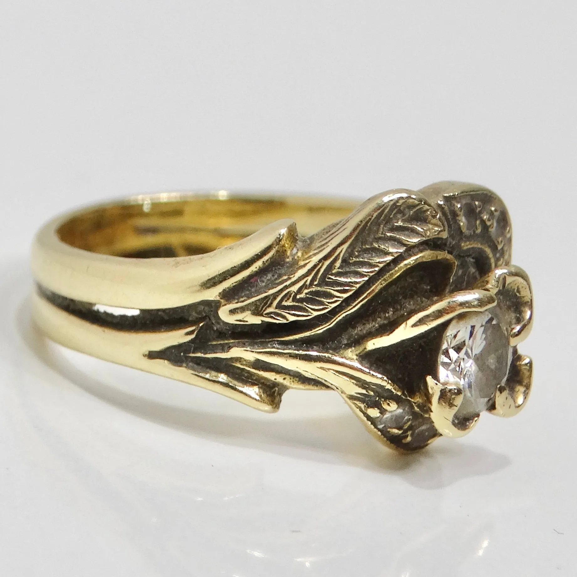 14K Yellow Gold 1960s Diamond Flower Ring