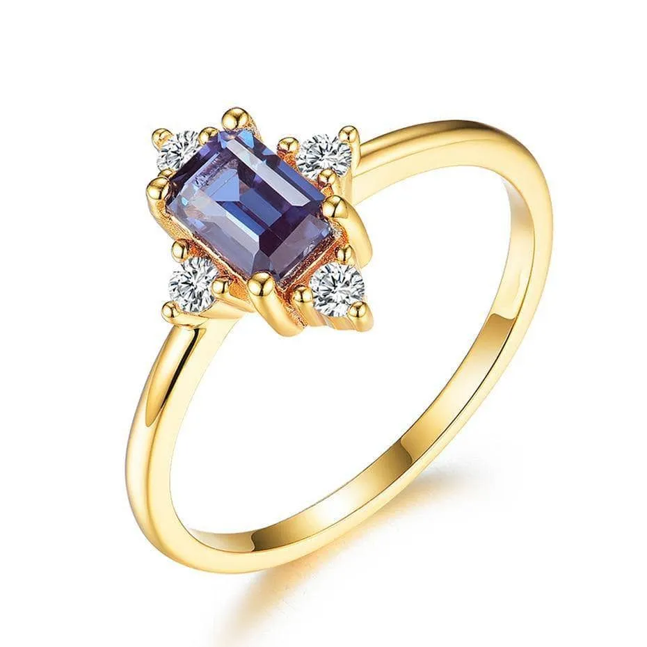 14K Yellow Gold Alexandrite Luxury Promise Ring