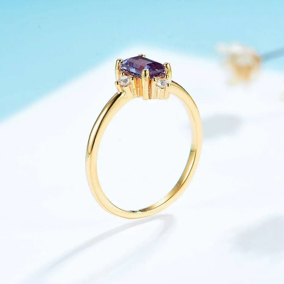 14K Yellow Gold Alexandrite Luxury Promise Ring