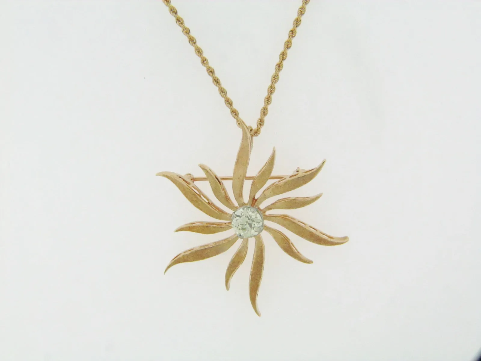 14K Yellow Gold, Diamond Pendant / Brooch