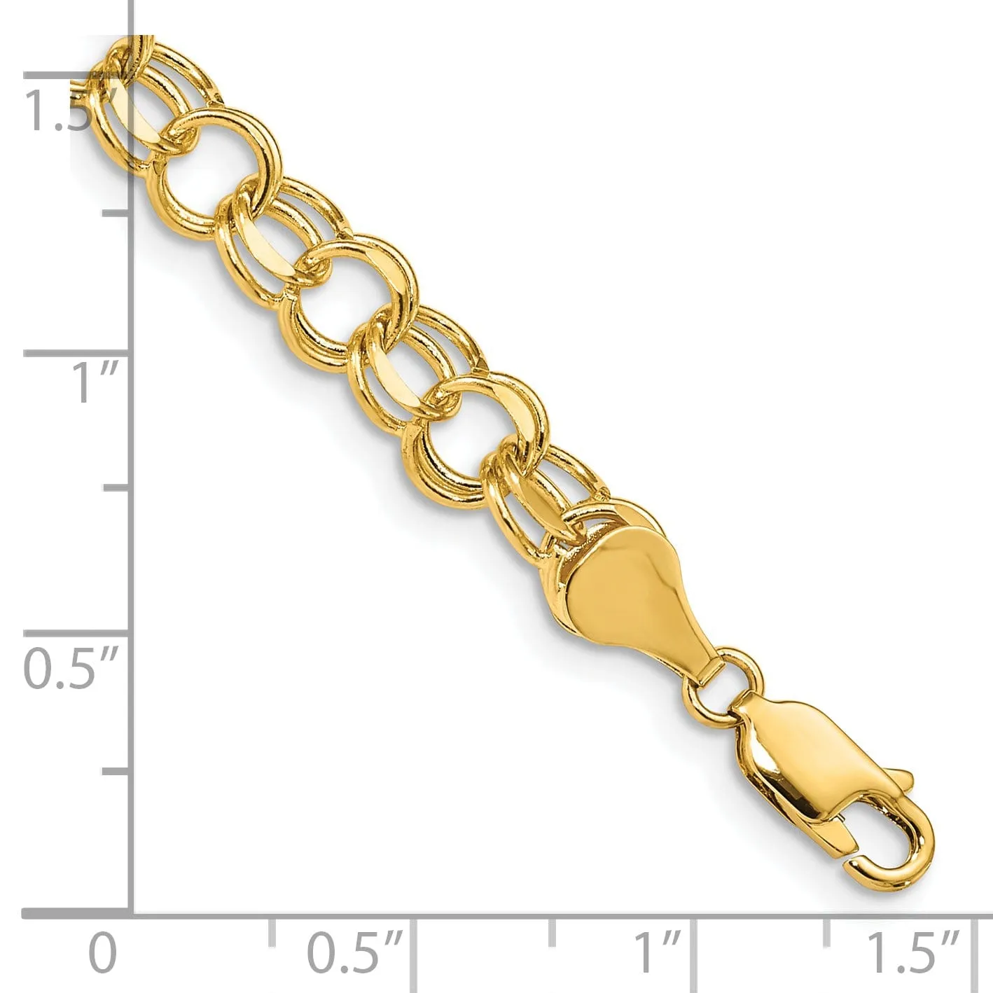 14k Yellow Gold Doubl Link Charm Bracelet
