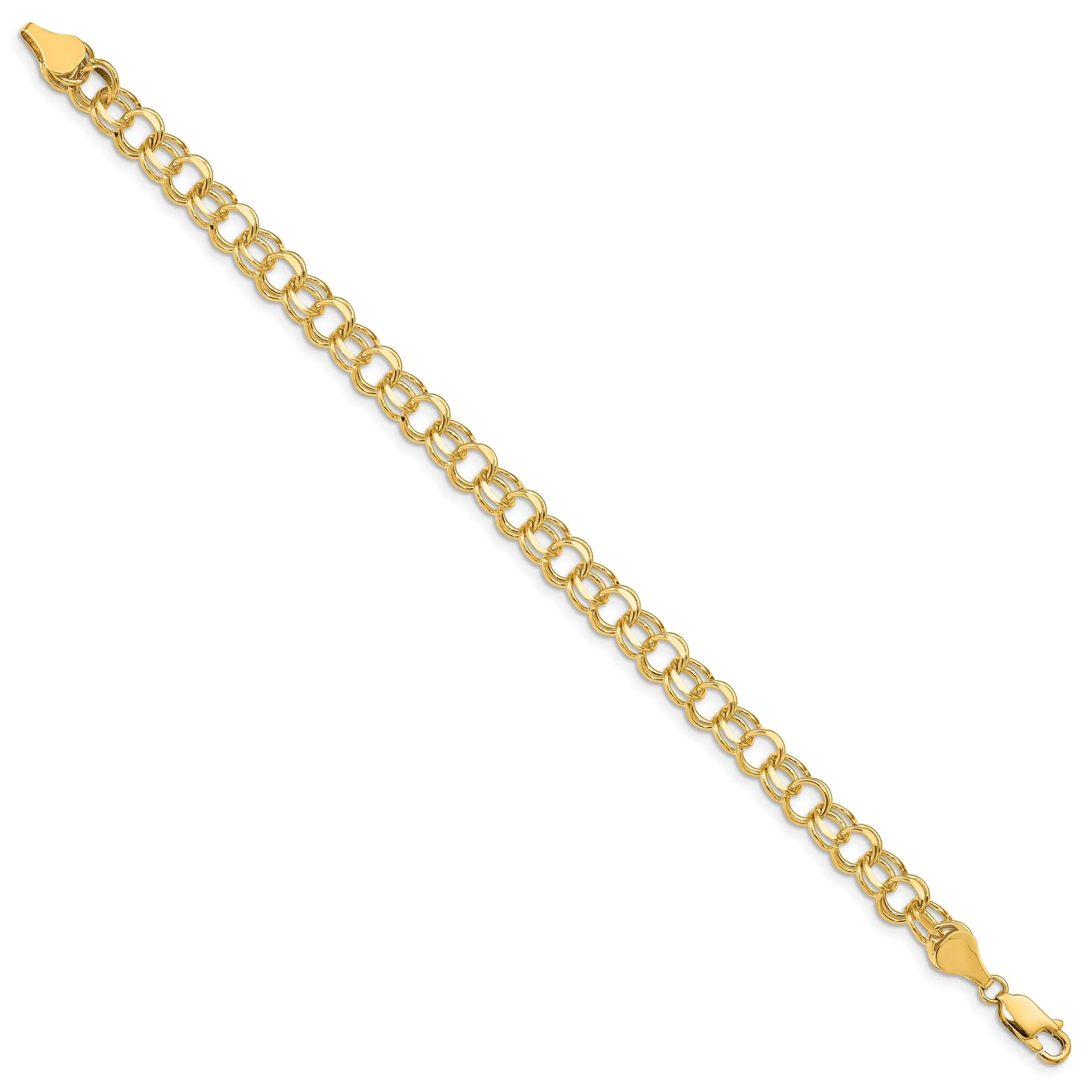 14k Yellow Gold Doubl Link Charm Bracelet