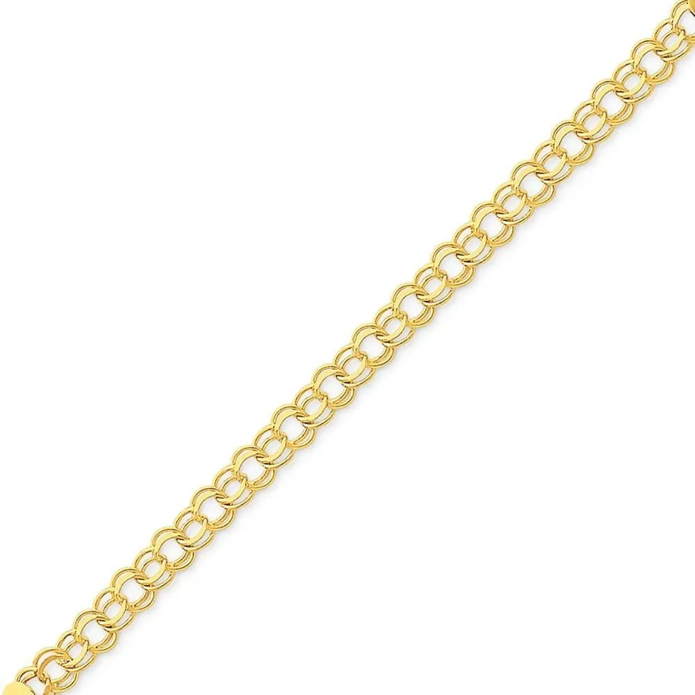 14k Yellow Gold Doubl Link Charm Bracelet