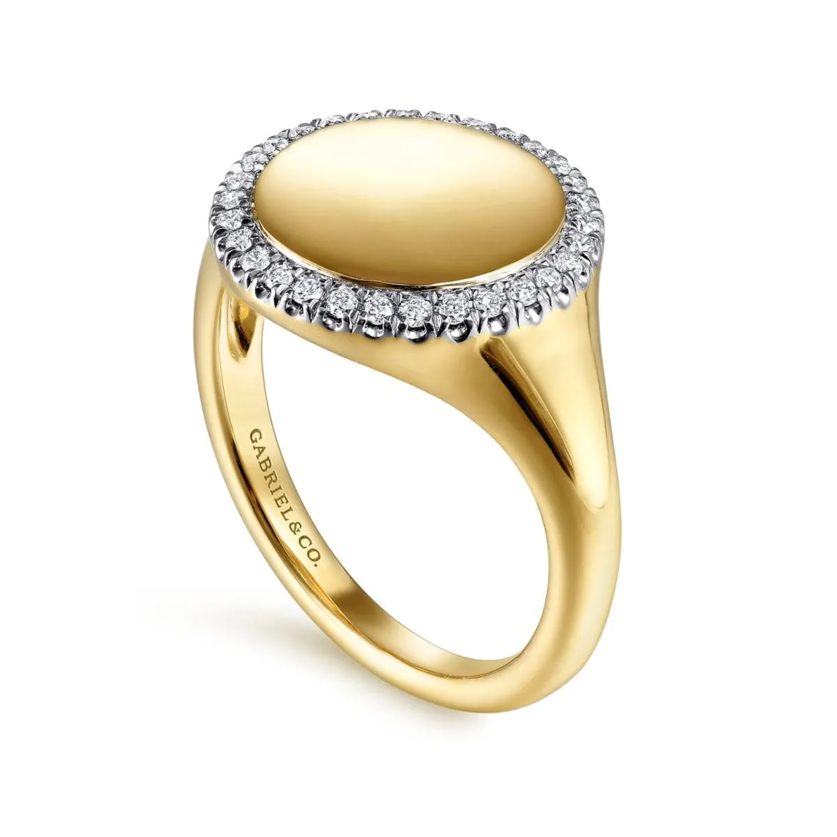 14K Yellow Gold Pinky Signet Ring with Diamond Halo - LR51521Y45JJ