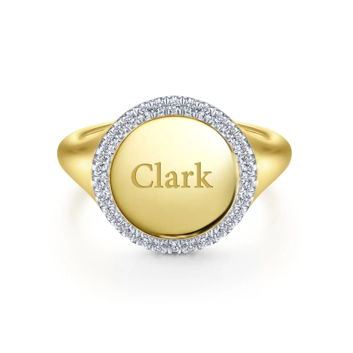 14K Yellow Gold Pinky Signet Ring with Diamond Halo - LR51521Y45JJ