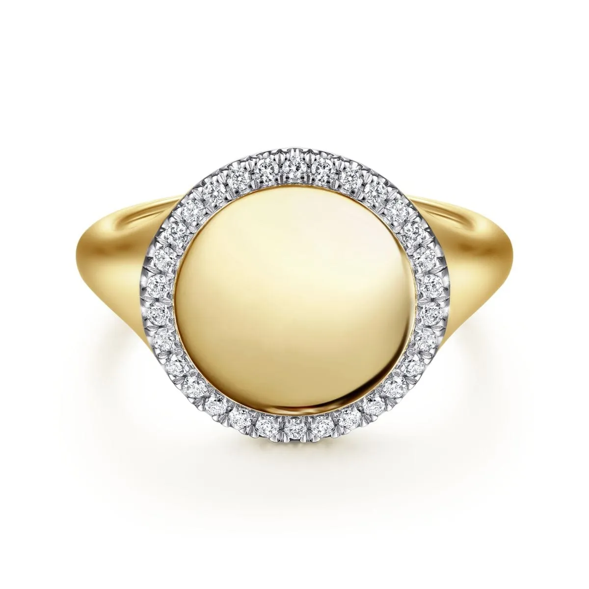 14K Yellow Gold Pinky Signet Ring with Diamond Halo - LR51521Y45JJ