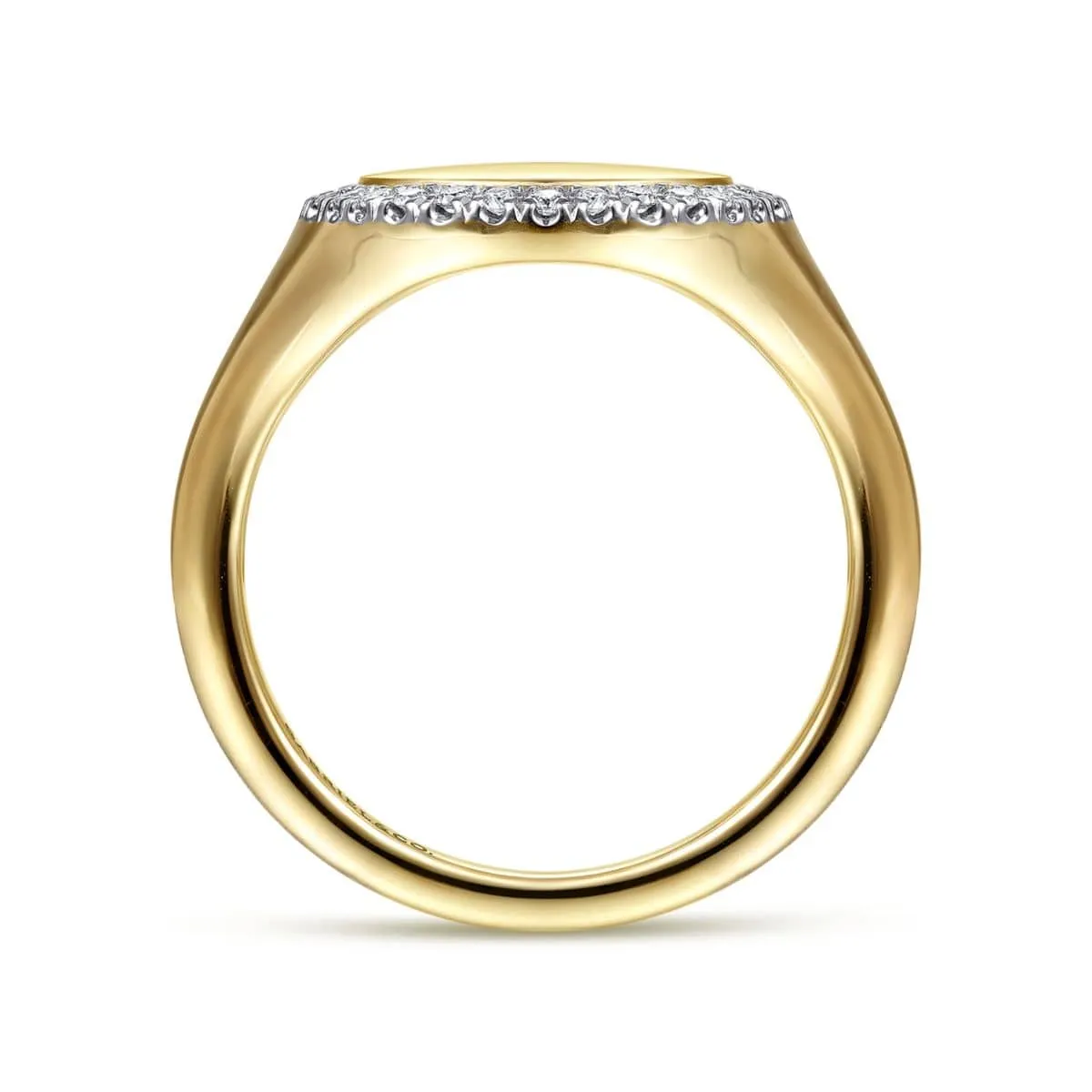 14K Yellow Gold Pinky Signet Ring with Diamond Halo - LR51521Y45JJ